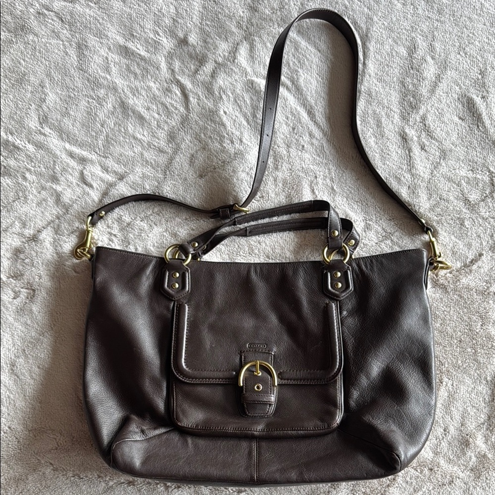 Coach Brown Leather Shoulder Bag with Adjustable Crossbody Strap